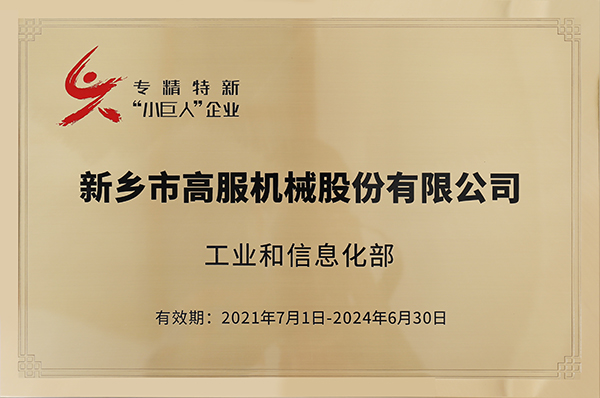 2020年，入選“國家級專精特新小巨人”企業(yè)