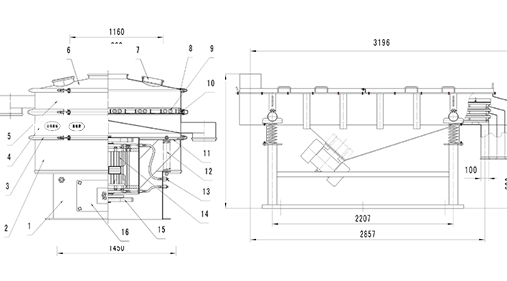 振動(dòng)篩圖紙結(jié)構(gòu)圖原理圖